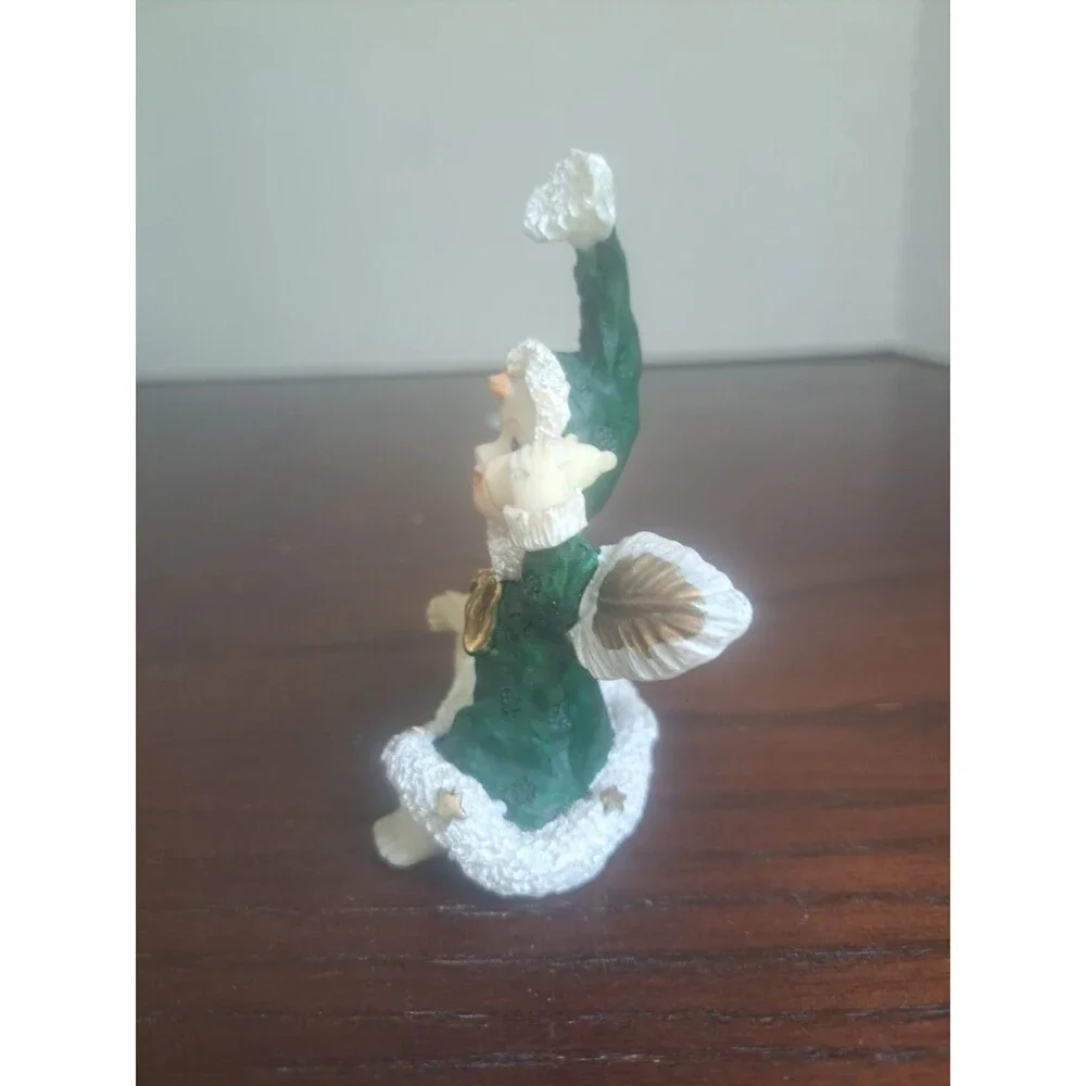 Vintage K's Collection Snowbaby Green Christmas Angel Resin